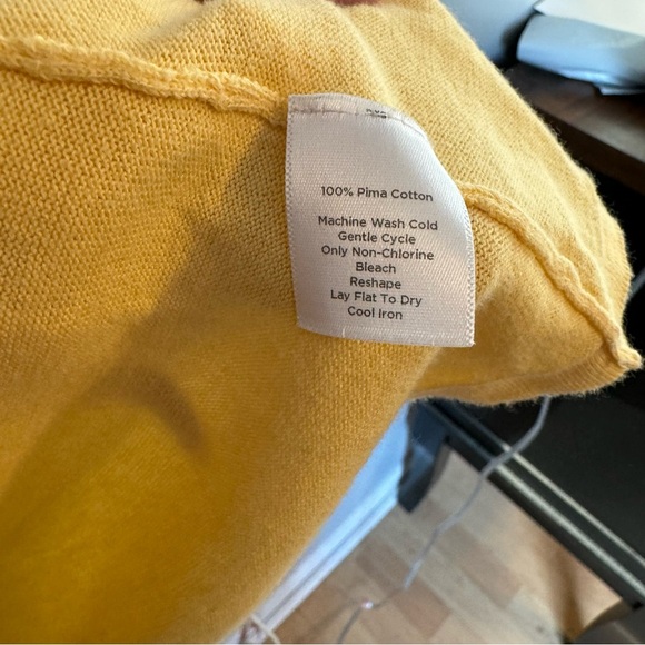 Talbots Pima Cotton Longline Open Cardigan Yellow Size Medium Minimalistic Soft - Picture 6 of 7